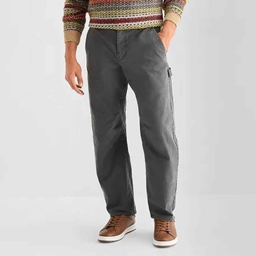 Mutual Weave Bowleg Pants Mens 30 Tall Volcanic Gray Chino Hammer Loop Comfort